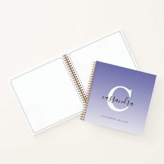 Lila Ombre Moderner Mit Monogramm Name Notizblock (Innenseite)