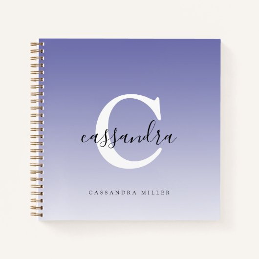 Lila Ombre Moderner Mit Monogramm Name Notizblock (Vorderseite)