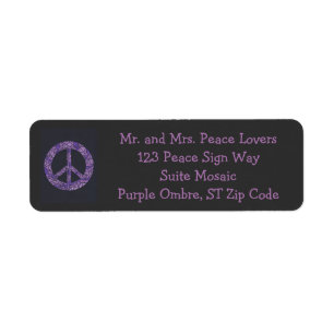 Lila Ombre Mosaic Peace Sign Address Labels