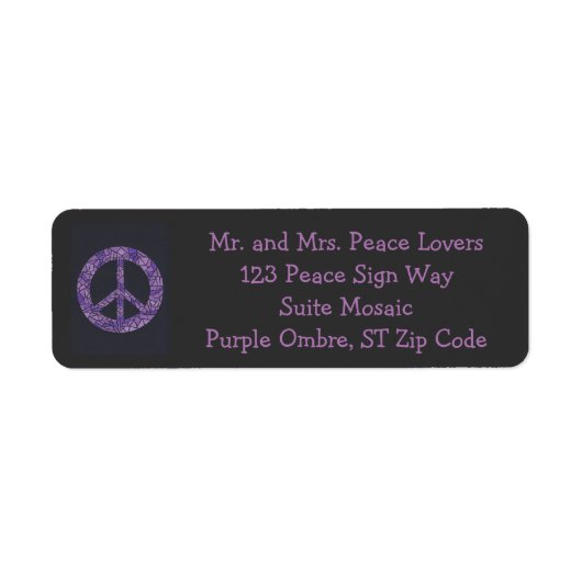 Lila Ombre Mosaic Peace Sign Address Labels (Vorne)