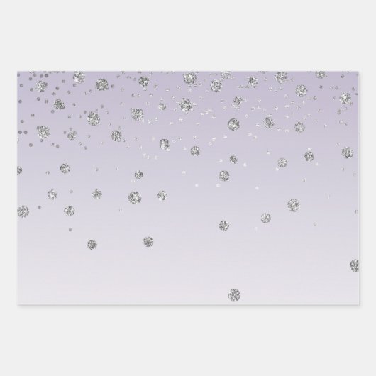 Lila Ombre Silver Confetti Geschenkpapier Set (Vorderseite 2)