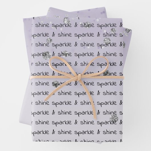 Lila Ombre Silver Confetti Geschenkpapier Set (Beispiel)