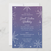 Lila Ombre Snowflake Geburtstag Einladung (Vorderseite)
