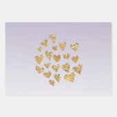 Lila Ombre Sparkle Gold Glitzer Hearts Geschenkpapier Set (Vorderseite)