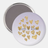 Lila Ombre Sparkle Gold Glitzer Hearts Magnet (Vorderseite/Rückseite)
