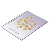 Lila Ombre Sparkle Gold Glitzer Hearts Notizblock (Linke Seite)