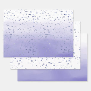 Lila Ombre Stars Geschenkpapier Set