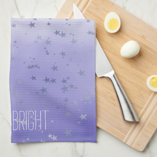 Lila Ombre-Sterne Geschirrtuch (Viertel Falte)