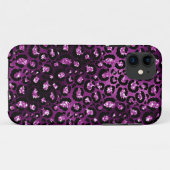 Lila Ombre- und Black Glam Glitzer Leopard Spots Case-Mate iPhone Hülle (Rückseite (Horizontal))