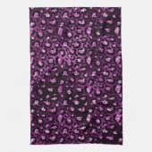 Lila Ombre- und Black Glam Glitzer Leopard Spots Geschirrtuch (Vertikal)