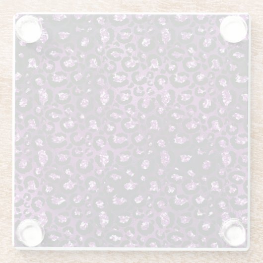 Lila Ombre- und Black Glam Glitzer Leopard Spots Glasuntersetzer (Rückseite)