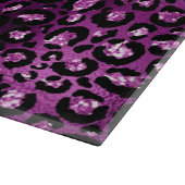Lila Ombre- und Black Glam Glitzer Leopard Spots Schneidebrett (Ecke)