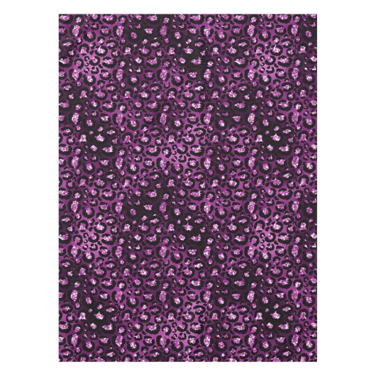 Lila Ombre- und Black Glam Glitzer Leopard Spots Tischdecke (Vorderseite)