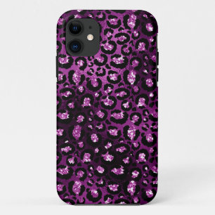 Lila Ombre und schwarze glamouröse Glitter Leopard Case-Mate iPhone Hülle