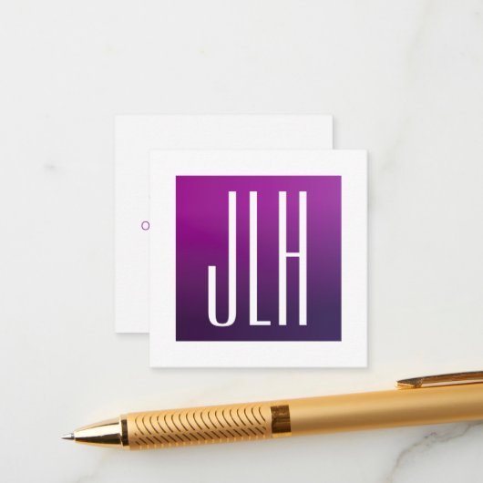 Lila Ombre- und White-Initialen oder andere Texte Begleitkarte (Vorderseite/Rückseite Beispiel)