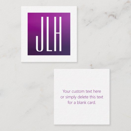 Lila Ombre- und White-Initialen oder andere Texte Begleitkarte (Vorne/Hinten)