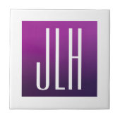 Lila Ombre- und White-Initialen oder andere Texte Fliese (Vorderseite)