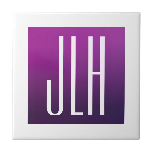 Lila Ombre- und White-Initialen oder andere Texte Fliese (Vorderseite)