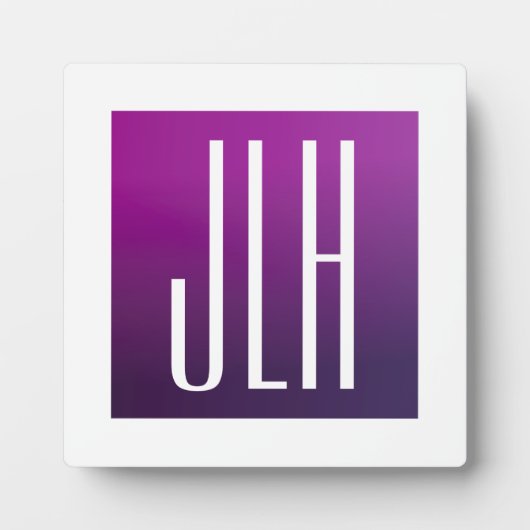 Lila Ombre- und White-Initialen oder andere Texte Fotoplatte (Vorderseite)