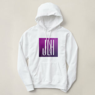 Lila Ombre- und White-Initialen oder andere Texte Hoodie