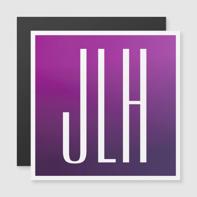 Lila Ombre- und White-Initialen oder andere Texte Magnetkarte (Vorne/Hinten)