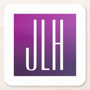 Lila Ombre- und White-Initialen oder andere Texte Rechteckiger Pappuntersetzer