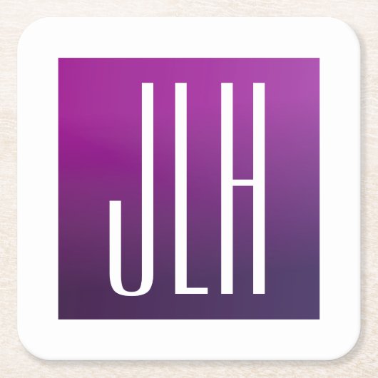 Lila Ombre- und White-Initialen oder andere Texte Rechteckiger Pappuntersetzer (Vorderseite)