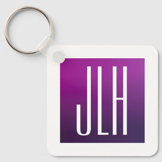 Lila Ombre- und White-Initialen oder andere Texte Schlüsselanhänger (Vorderseite)