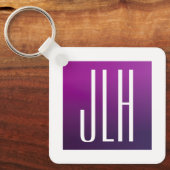 Lila Ombre- und White-Initialen oder andere Texte Schlüsselanhänger (Vorderseite)