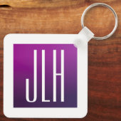 Lila Ombre- und White-Initialen oder andere Texte Schlüsselanhänger (Rückseite)