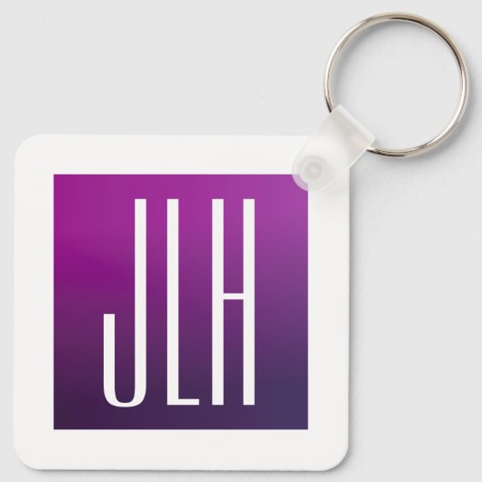 Lila Ombre- und White-Initialen oder andere Texte Schlüsselanhänger (Rückseite)
