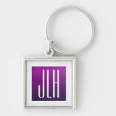 Lila Ombre- und White-Initialen oder andere Texte Schlüsselanhänger (Vorne)