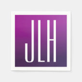 Lila Ombre- und White-Initialen oder andere Texte Serviette (Vorderseite)