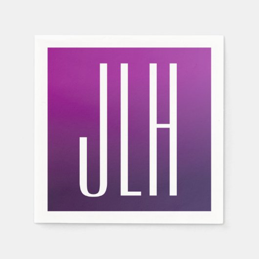 Lila Ombre- und White-Initialen oder andere Texte Serviette (Vorderseite)