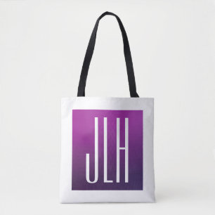 Lila Ombre- und White-Initialen oder andere Texte Tasche