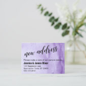 Lila Ombre Watercolor New Address Handout Karte (Stehend Vorderseite)