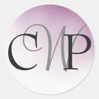 Lila Ombre Wedding Monogram Aufkleber