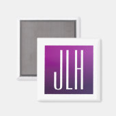 Lila Ombre & weiße Initialen oder anderer Text Magnet (Vorderseite/Rückseite)