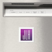 Lila Ombre & weiße Initialen oder anderer Text Magnet (In Situ (Geschirrspüler))