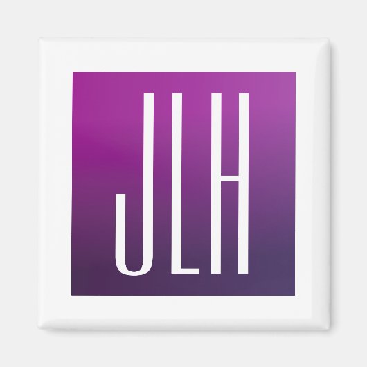 Lila Ombre & weiße Initialen oder anderer Text Magnet (Vorne)