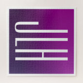Lila Ombre & weiße Initialen oder anderer Text Puzzle (Horizontal)