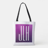 Lila Ombre & weiße Initialen oder anderer Text Tasche (Rückseite)