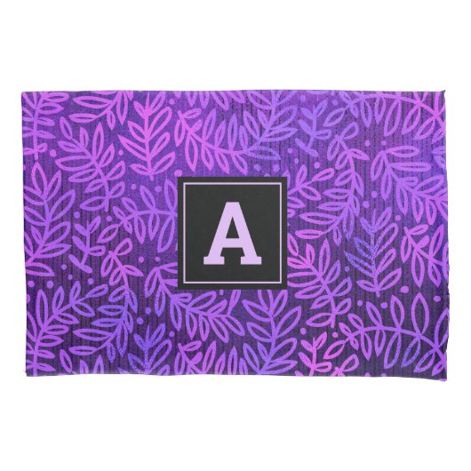 Lila Omelblattmuster Monogramm fett modern Kissenbezug (Vorderseite)