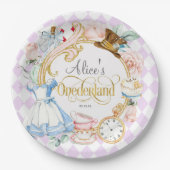 Lila, Onederland, Tea-Party, Mädchen 1. Geburtstag Pappteller (Vorderseite)