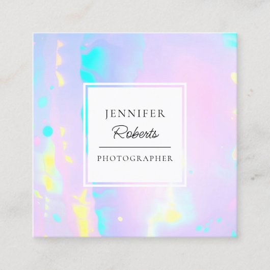 Lila Opal Holographic Light Quadratische Visitenkarte (Vorderseite)