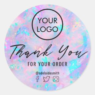 lila Opal inspiriert Textur danke Runder Aufkleber