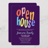 Lila Open House Party Einladung (Vorne/Hinten)