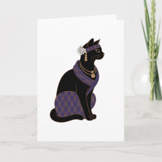 Lila-Orakel-Schwarze-Katze-Grußkarte Karte