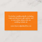 Lila Orang White Floral Wedding Card Begleitkarte (Rückseite)