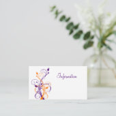 Lila Orang White Floral Wedding Card Begleitkarte (Stehend Vorderseite)